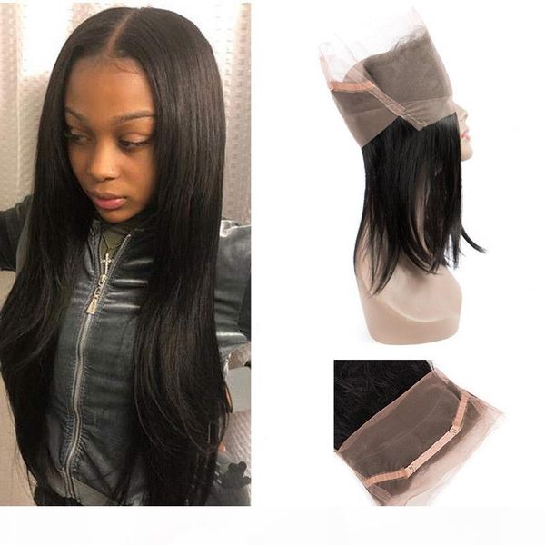 

indian virgin hair 360 lace frontal part straight human hair adjustable band 360 lace frontal straight 8-22inch ruyibeauty, Black;brown