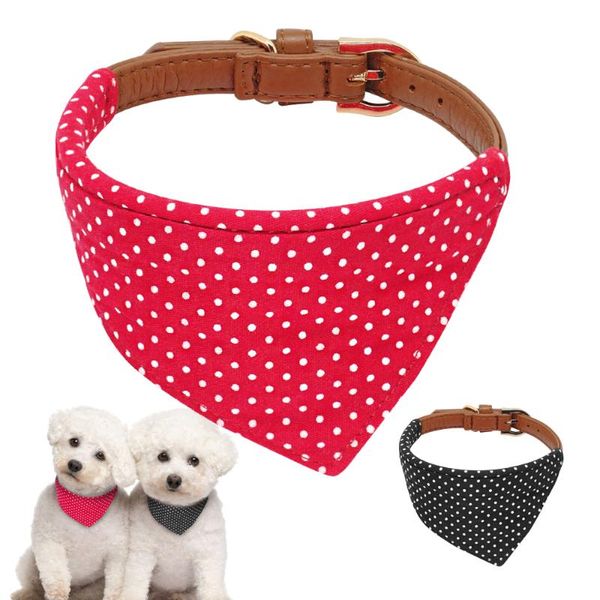 

dog collars & leashes pet cat bandana collar adjustable leather puppy scarf neckerchief accessories tie for small medium dogs