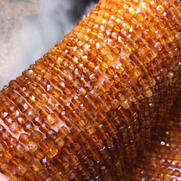 

other icnway orange garnet pietersite epidote natural gemstone 4x4.5mm beads faceted cube for silver 925 jewelry necklace 15inch