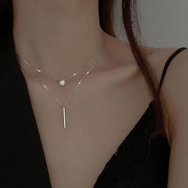 

chokers 2021 silver double necklace female clavicle ins cold wind chain simple niche temperament trend, Golden;silver