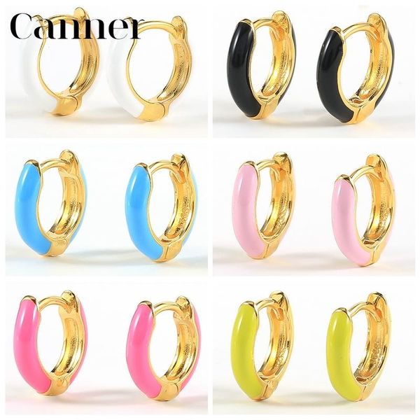 

hoop & huggie canner 9mm earrings for women 925 sterling silver dripping oil hoops piercing jewelry 2021 trend pendientes w5, Golden;silver