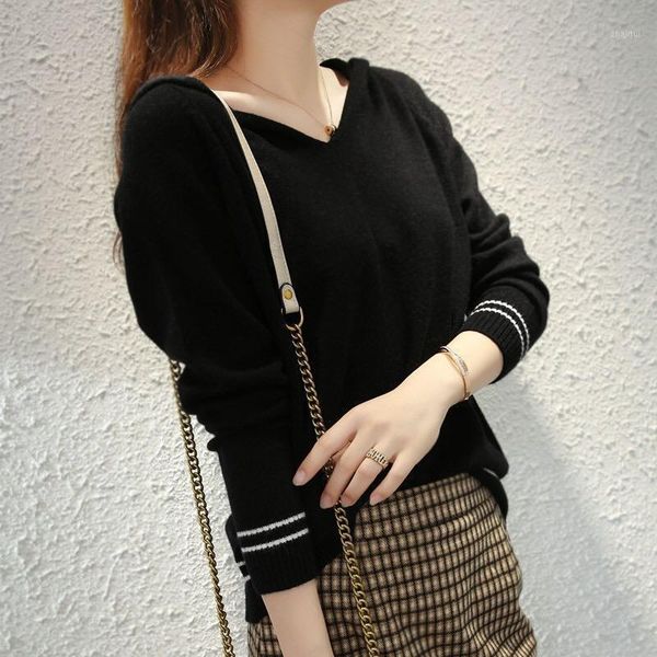 

womens pullover hoodie cashmere slim fit sweatshirt coat casual v neck knit sweater outwear women's sweaters, White;black