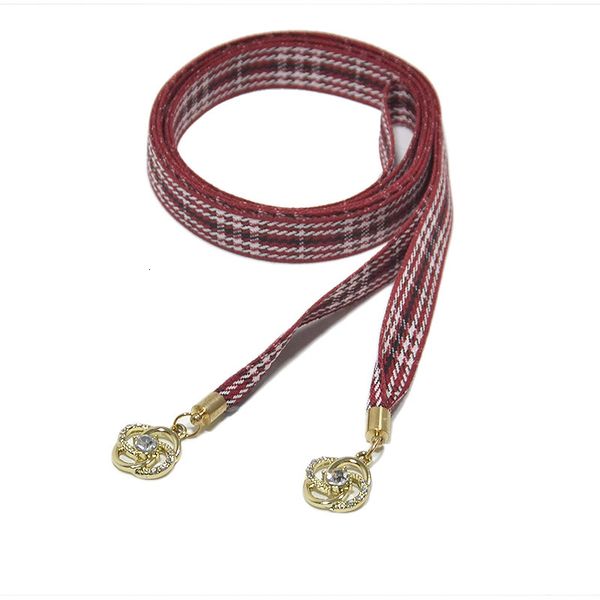 

women's fashion versatile diamond inlaid waist rope women's plaid belt waist chain, Black;brown