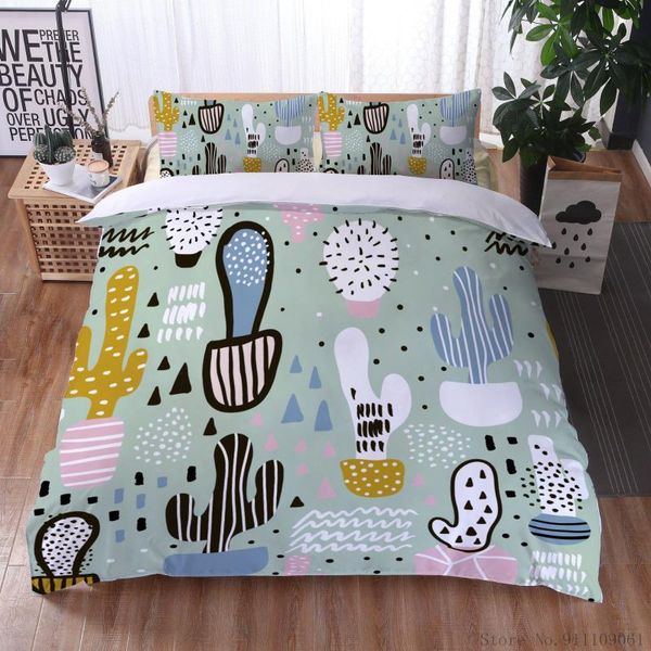 

bedding sets cactus flamingo pattern print set duvet quilt single and double luxury bedroom decorative home textile