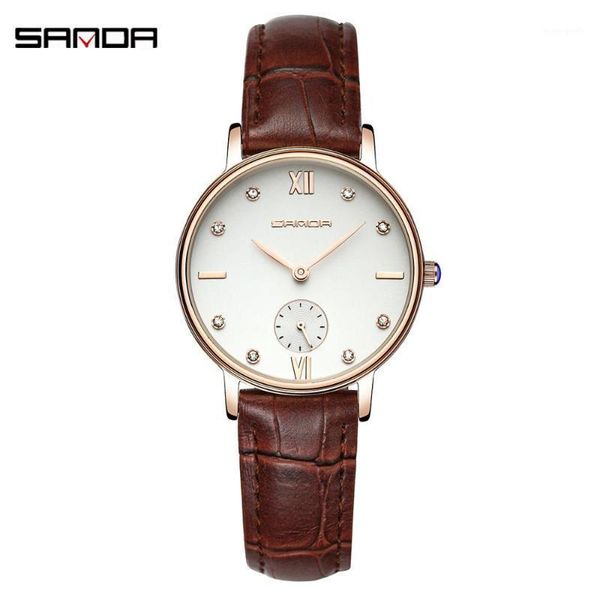 

casual watch simple fashion women's watches multi-function waterproof quartz wristwatch leather belt couple wristwatches, Slivery;brown