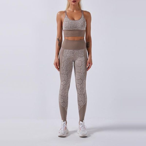 

women fitness yoga suitsnakeskin print 2 pieces bra tights suit strapping criss-cross bra high waist leggings woman sports set, White;red