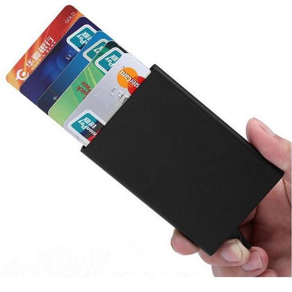 

quality stainless steel credit card holder men slim anti protect travel id cardholder women rfid wallet metal case por jllevu