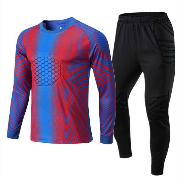 

kids goalkeeper soccer jersey set professional goalie football uniform sponge protection shirt pants shorts men child kit, Gray