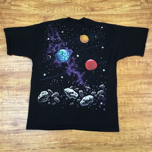 

2021 new 1:1 alta qualidade travis scott t-camisa do sistema espacial de kanye t astroworld camisa masculina 7foi, White;black