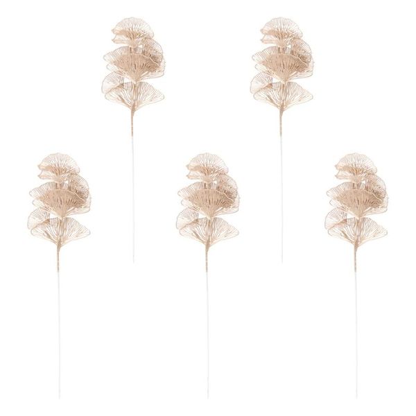 

5pcs flower arrangement supply ginkgo leaf ornament decorative leaf (golden)