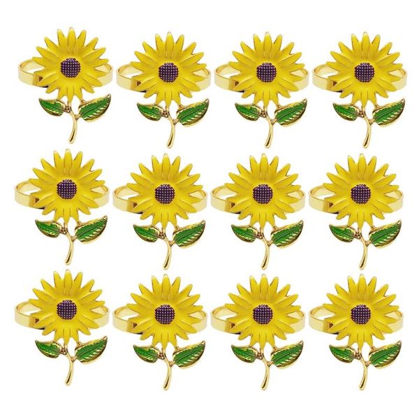 

napkin rings 12pcs/lot ring sunflower button alloy towel wedding table decoration