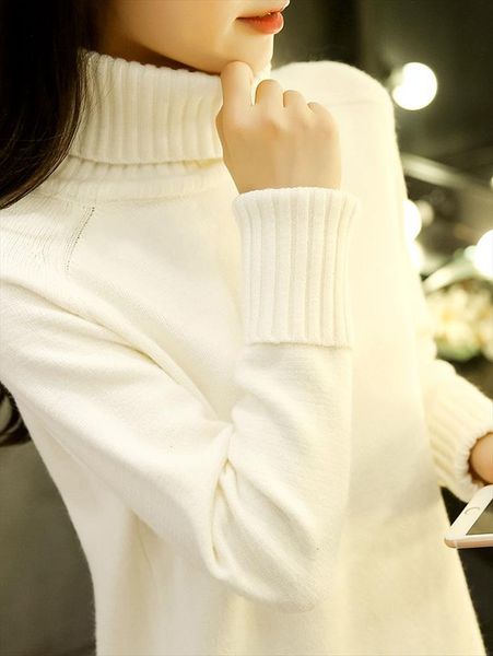 

women fashion autumn winter arrival sweater turtleneck long sleeve solid slim pullover knitted sweaters, White;black