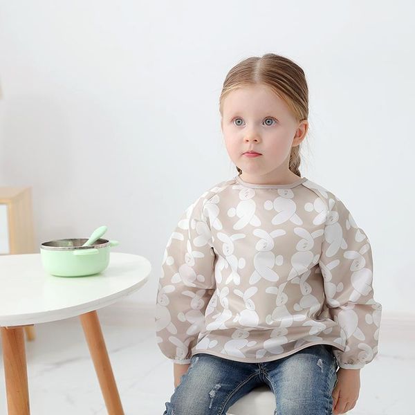 

bibs & burp cloths baby cute cartoon waterproof infant long sleeve apron for 1-3 years old children's clothing dirt-proof