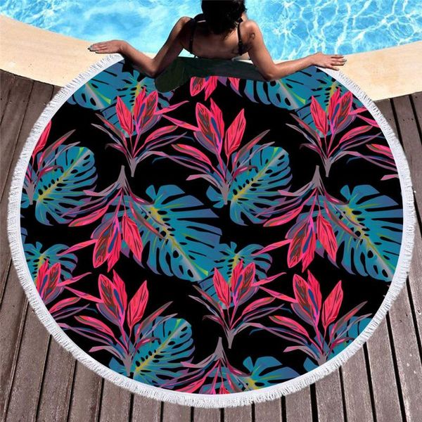 

towel round beach oversized blanket palm leaf tropical style flamingo printed microfiber large picnic mat super 59 inch