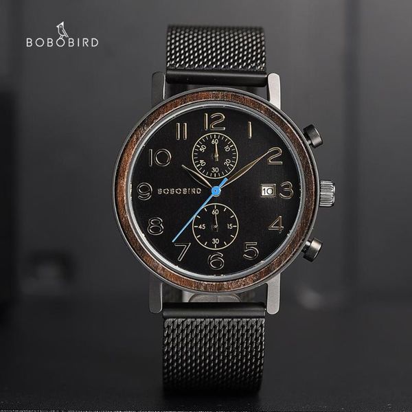 

wristwatches erkek kol saati bobo bird luxury wood watch men satch japanese movment wristwatch male saat date father's, Slivery;brown