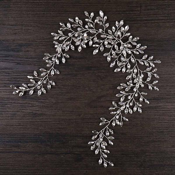 

hair clips & barrettes wedding headpiece floating bead and rhinestone clusters lush vine woman band princess prom accessories bn, Golden;silver