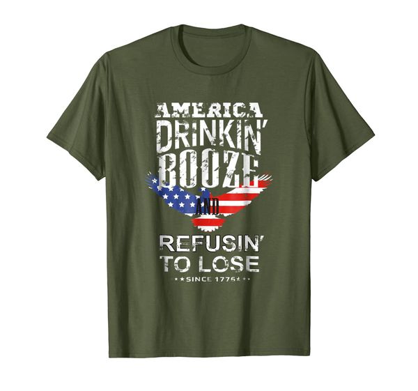 

America Drinkin Booze And Refusin To Lose Distressed T-Shirt, Mainly pictures