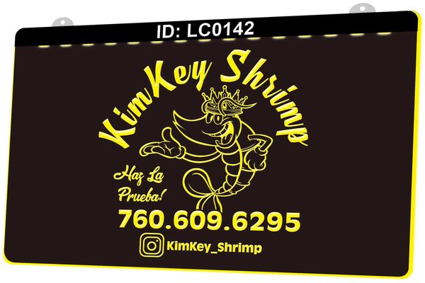 LC0142 Incisione 3D di Kim Key Shrimp Food Light Sign