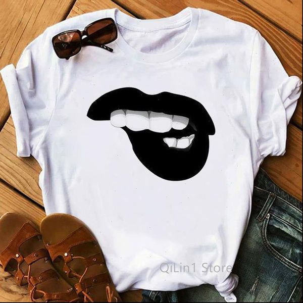

black princess lips t shirt women melanin shirt personalized t shirt haut femme harajuku ulzzang summer wholesale, White
