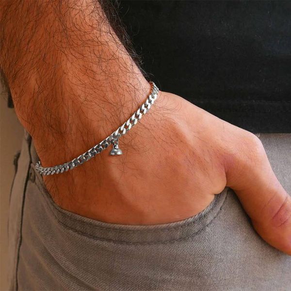 

link, chain vnox attractive charm couple bracelets for women men,never fade stainless steel cuban rolo chain,adjustable xmas lover gift, Black