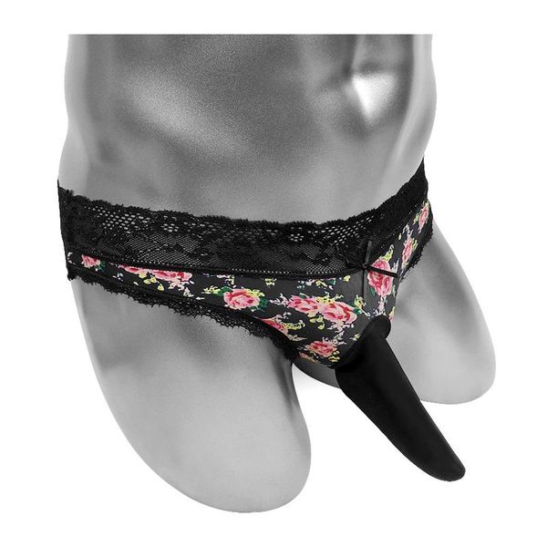 Unterhosen Lustige Sissy Herren Slips Höschen Penishülle Low Rise Spitze Patchwork Floral Unterwäsche Männlich Sexy Dessous Bikini Atmungsaktiv