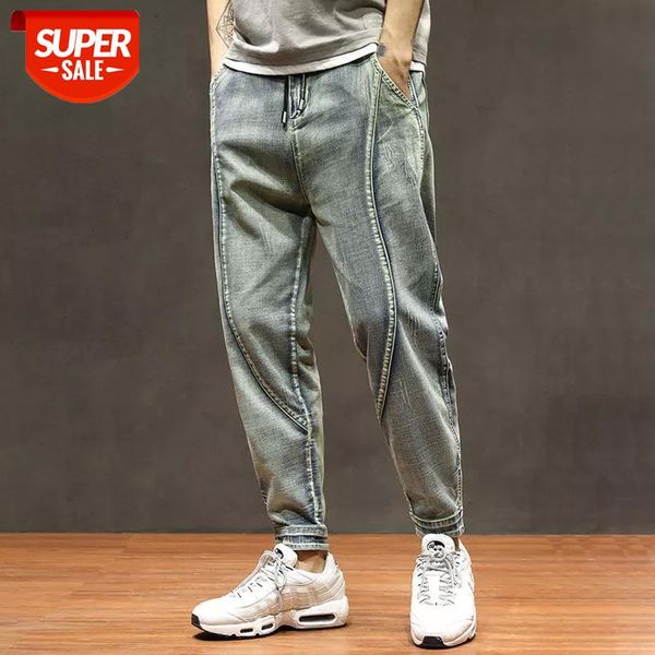 

Black Jeans Men Hip hop Streetwear Harem Baggy Jeans Denim Trousers Plus size Elastic Waist Loose Ankle-Length Pants #pp5e, Blue