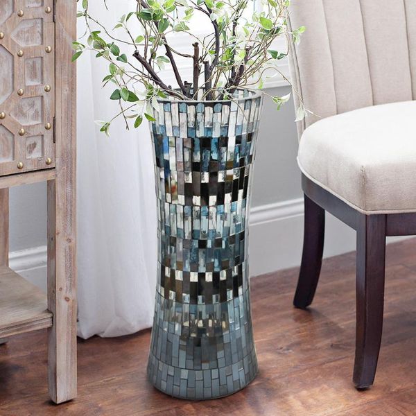 

vases shell mosaic flower vase handmade natural mother of pearl decor blue green for flowers 40cm