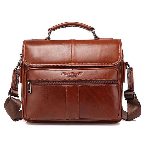 

briefcases famous design men's leather briefcase retro cowhide large capacity shoulder messenger bag multifunctional totes handbag