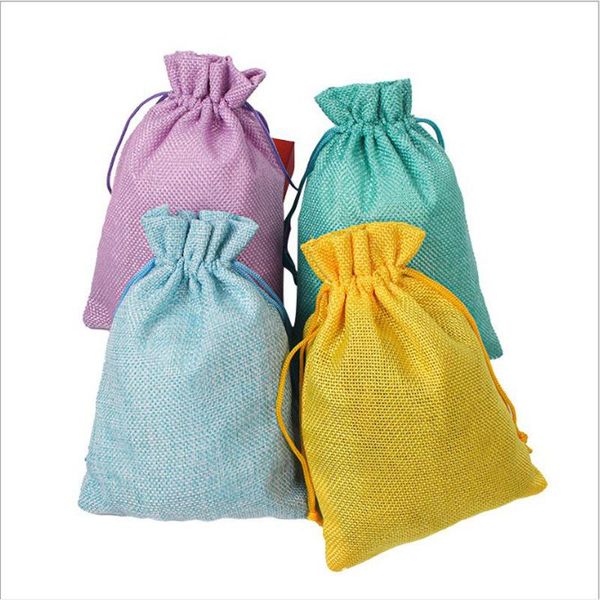 

jewelry pouches, bags flax gift 7x9cm 10x12cm 13x17cm pack of 50 jute linen packaging pouches, Pink;blue