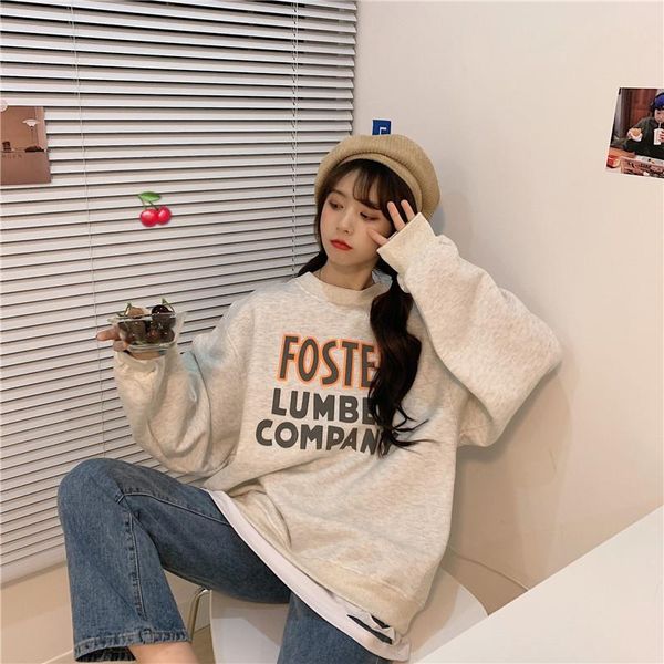 

women's hoodies & sweatshirts japanese harajuku ulzzang vintage loose letter printed sweatshirt female korean kawaii clothing for women, Black