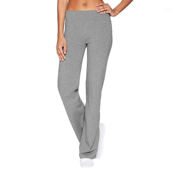 

women's casual sport pants solid color slim hips loose yoga wide leg sports mid elasticity trouser autumn outfit