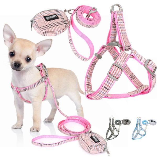 

dog collars & leashes harness leash set adjustable snack bag fashion double layer durable for large medium small dogs cats pet d30
