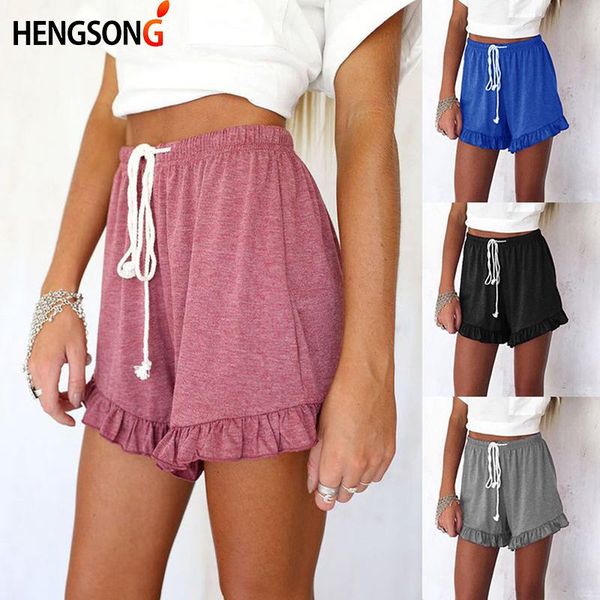 

women's shorts 2021 summer home casual elastic high waist drawstring pumping self-cultivation ruffles, White;black