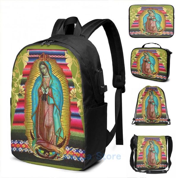 

backpack funny graphic print our lady of guadalupe virgin mary virgen maria mexico 106 usb charge men school travel lapbag