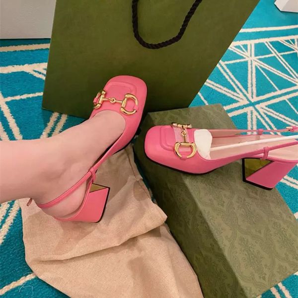 

high version g family back empty sandals women's 2021 spring and summer new square head thick heel shoes leather 0mo5 zmm, Black