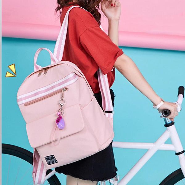 

backpack women striped letters lady lady's college student bag lapfashion school