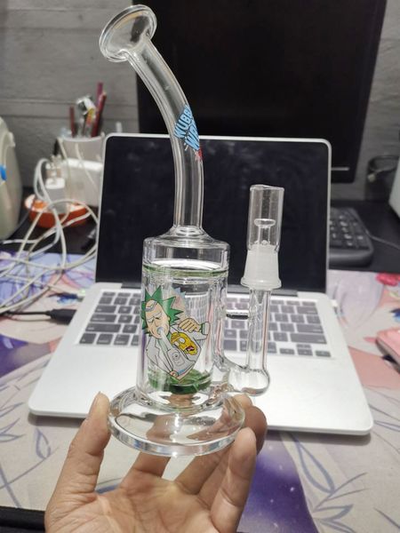 New Recycler Glass Bong Tornado Recycler Dab Rig Showerhead Perc Water Pipe con Heavy Base Oil Rig 14.4mm Joint