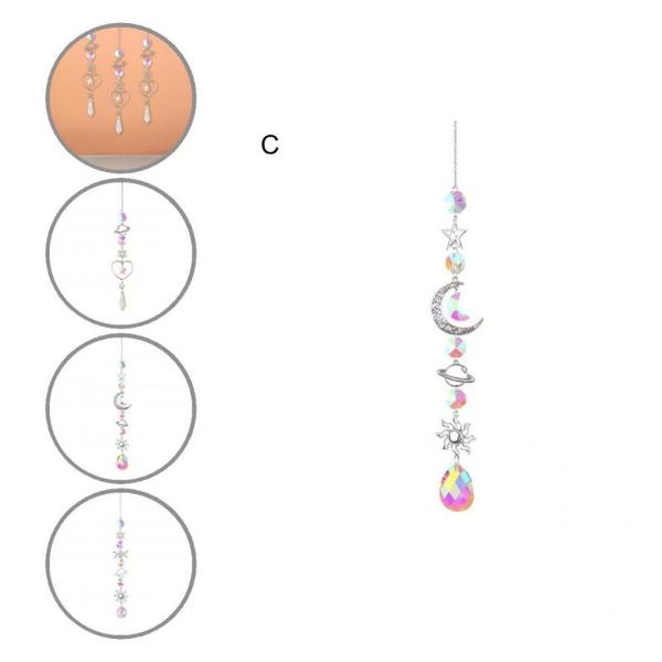 

novelty items all- 3 styles colorful moon star ring suncatcher chain ornament for garden