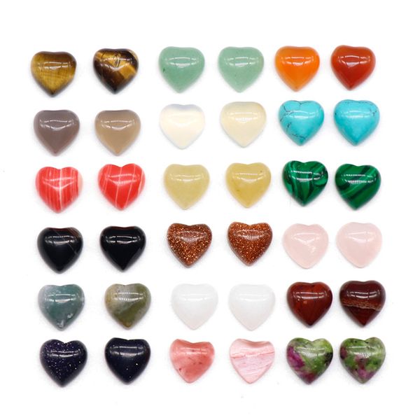 

heart stone cabochon love chakra beads gemstone healing 20pcs 10mm crystal stones many colors wholesale for jewelry making, Black