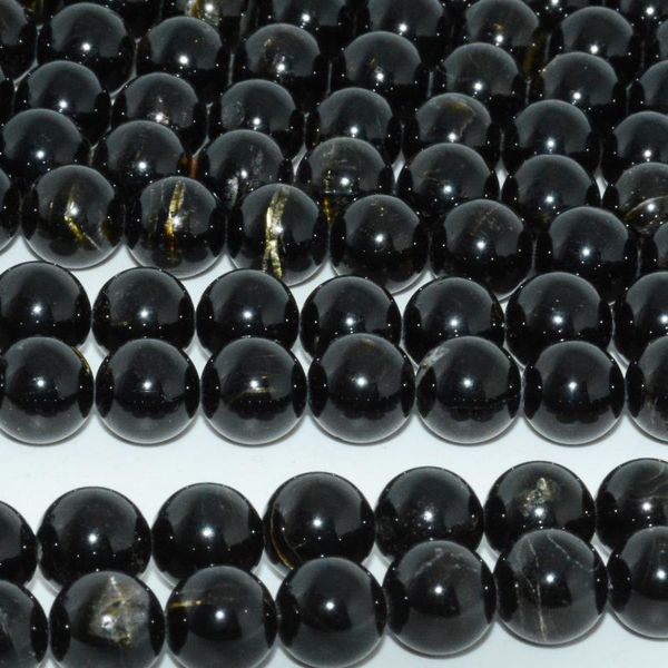 

other natural black + green tourmaline loose round beads 9mm