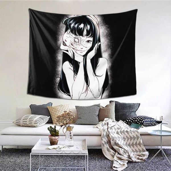 Junji Ito tapeçaria parede pendurado cortina tomie japonês kago manga horror tomie harajuku tapeçarias poliéster poliéster blanket 210609