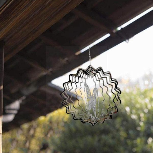 

decorative objects & figurines steel three-dimensional butterfly rotating wind chime ornaments garden about 13*13cm h7s4