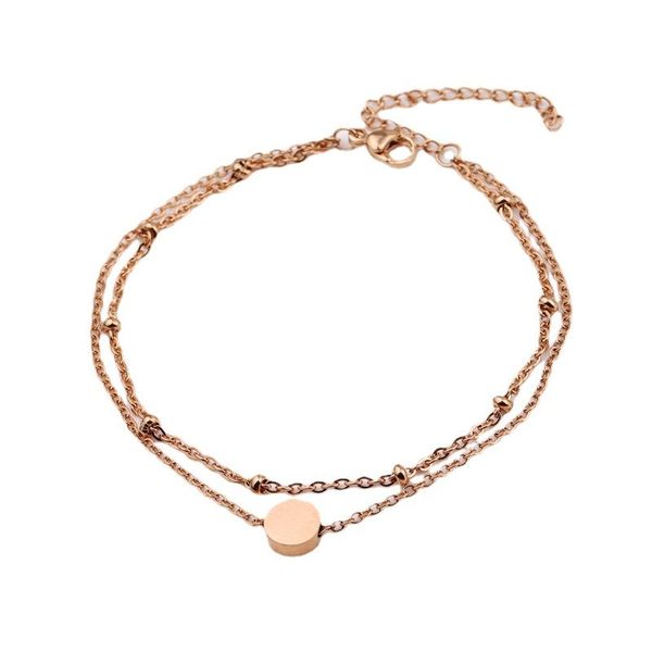 

beaded, strands woman bracelet stainless steel small hole bead series round clip fashion anklet female jewelry, Black