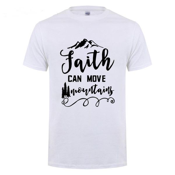 

men's t-shirts jesus christian faith can move mountains funny for men male short sleeve 2021 t shirt o neck cotton loose large size, White;black