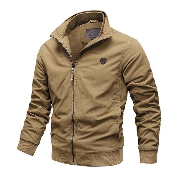 

men's jackets safari style jacket men 2021 autumn stand collar battle army military jaqueta cargo pilot male, Black;brown
