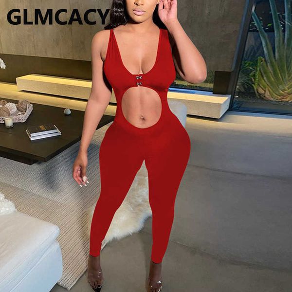 

sleeveless cut out skinny jumpsuit summer party clubwear 210702, Black;white