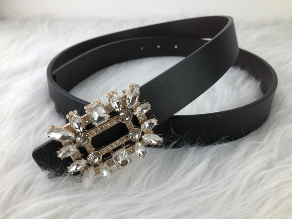 

rhinestone belts for women fashion jeans classic denim dress luxury belt retro atmospheric metal buckle belt, Black;brown
