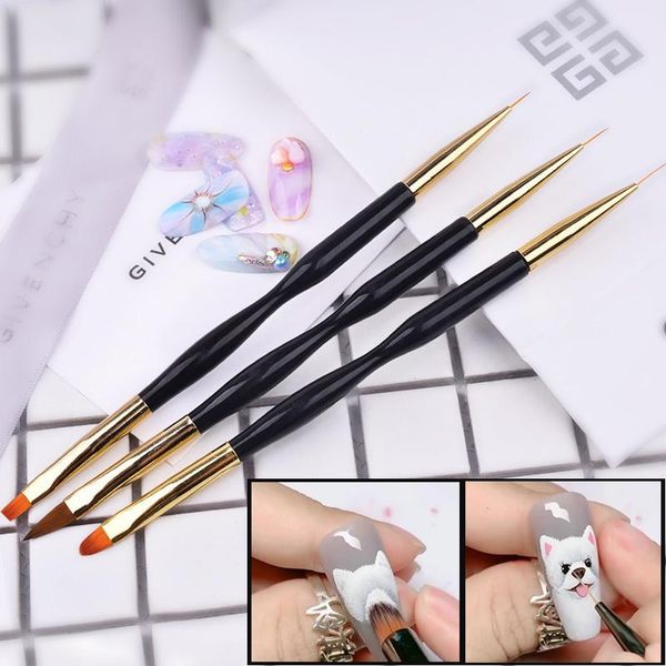 

nail brushes 3d brush liner pen double head dot painting detailing acrylic uv gel polish design supplies tools, Yellow