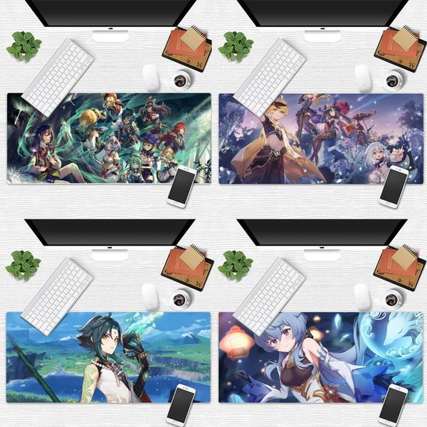 

mouse pads & wrist rests genshin impact customized mousepads computer anime desk table protect game office work mat pad non-slip lapcush