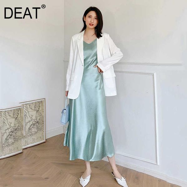

women's suits & blazers deat woman blazer coat long sleeve notched loose thin single button slim waist jackets office lady style 2021 s, White;black